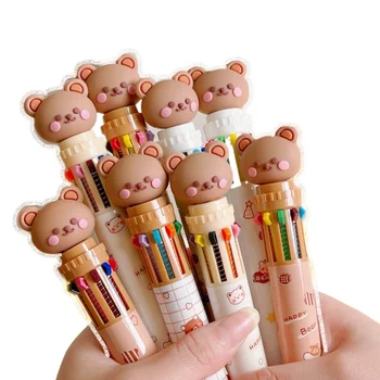Многоцветная шариковая ручка милый мультяшный мишка гелевые ручки 10 цветов для ручки детская живопись граффити разноцветными ручками