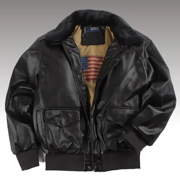 Мужская зимняя летная куртка ВВС с меховым воротником, кожаная куртка в стиле ретро, мужская уличная куртка-бомбер, ветровка, мотоциклетная верхняя одежда, пальто