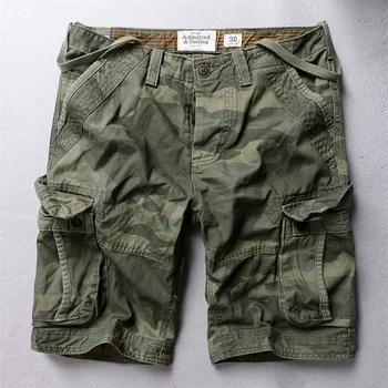 Мужские летние повседневные шорты-карго, тактические военные камуфляжные брюки, модные пляжные брюки большого размера с несколькими карманами ZL-D603