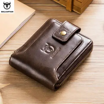 Мужской кошелек бренда BULLCAPTAIN, кошелек из натуральной кожи, мужской Rfid-кошелек, многофункциональная сумка для хранения, портмоне, кошелек для монет