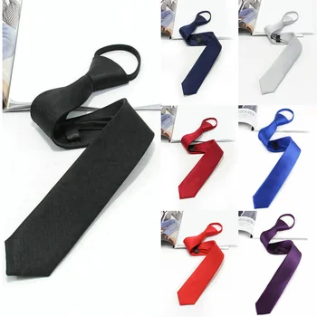 Мужской предварительно завязанный галстук, однотонный 1,97-дюймовый узкий галстук, регулируемый для свадебного делового официального мероприятия