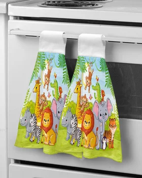 Мультяшные лесные животные Лев Полотенце для рук для ребенка Впитывающее кухонное полотенце из микрофибры Полотенце для чистки посуды Кухонные инструменты