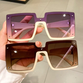 Негабаритные квадратные мужские И женские солнцезащитные очки, модные винтажные зеркальные оттенки, роскошные брендовые дизайнерские солнцезащитные очки UV400