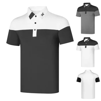 Новая мужская футболка для гольфа, летняя спортивная одежда для гольфа, рубашка с коротким рукавом, сухая посадка, дышащие эластичные рубашки поло для мужчин