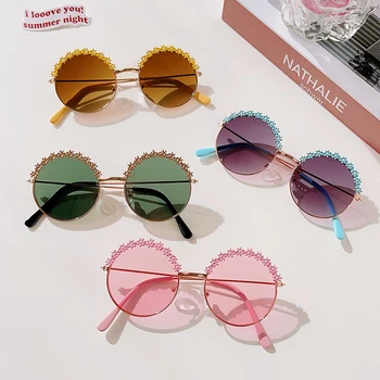 Новые детские солнцезащитные очки Cute Alloy Flower UV400 для маленьких девочек Солнцезащитные очки для улицы для мальчиков Детские очки для защиты глаз