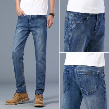 Новые мужские узкие эластичные брюки из модного делового денима для стрейчевых мужчин Jeans Vaqueros Hombre
