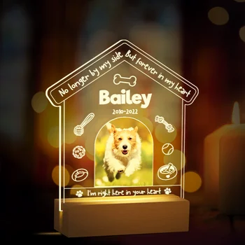 Персонализированные памятные подарки собаке в связи с потерей домашнего животного Памятные подарки собаке Кошке, Персонализированная мемориальная доска для собаки с ночным освещением D