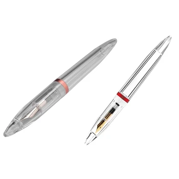 Перьевая Ручка с пипеткой 2X 0,5 мм, Прозрачные Ручки для офиса и школы, Розовое Золото и красный