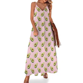 Платье без рукавов с авокадо, женские платья 2023, платье для дня рождения, женское свободное платье