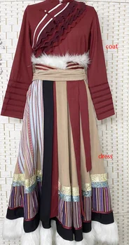Платье для китайского народного танца, Тибетский женский Набор для практики по искусству для взрослых