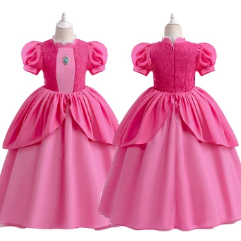 Платье принцессы персикового цвета для косплея, костюм для ролевых игр для девочек, наряды для выступлений на День рождения, наряды для выступлений на сцене, детская карнавальная маскарадная одежда