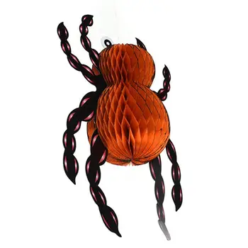Подвесные украшения Жуткий 3D паук, украшения в виде сот для вечеринок на Хэллоуин, праздничные подвесные бумажные подвески, принадлежности Spider