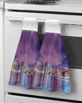 Полотенца для рук с видом на ночной город, подвесное полотенце для ванной комнаты из микрофибры, впитывающие полотенца, мягкие детские полотенца для рук