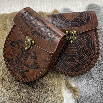 Портативная поясная сумка Средневековый кожаный ремень винтажный кошелек с тиснением