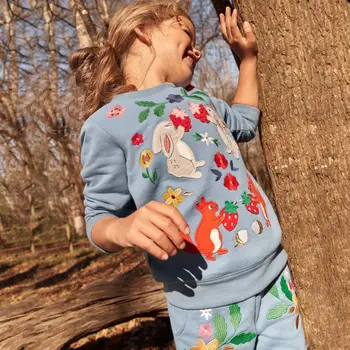 пуловеры Толстовки с вышивкой для девочек Осень Весна Детские толстовки с длинным рукавом для малышей Спортивные рубашки для мальчиков Костюмы топы для мальчиков