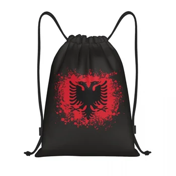 Ретро Флаг Албании Рюкзак На Шнурке Спортивная Спортивная Сумка для Женщин Мужчин Albanian Eagle Shopping Sackpack