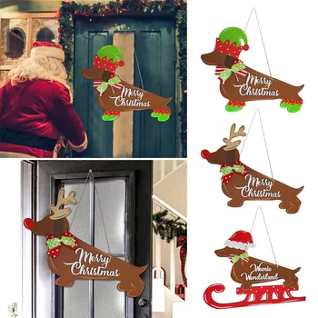 Рождественская собачья дверная вешалка, праздник Счастливого Рождества, дверная вешалка, Рождественское украшение 2023, Новый Год, Navidad Быстрая бесплатная доставка