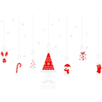 Рождественская шляпа Рождественский кулон Рождественская подарочная упаковка Снежная елка Стеклянные наклейки на окна Электростатические наклейки Двусторонний клей-