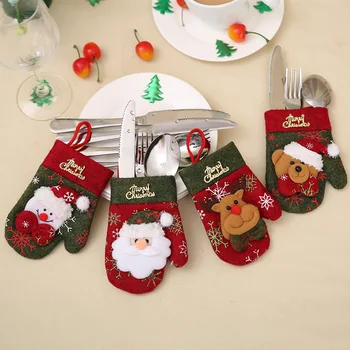 Рождественские украшения, украшения для столешниц в ресторане, Наборы посуды, наборы ножей и вилок, Подарочные пакеты, Рождественские перчатки