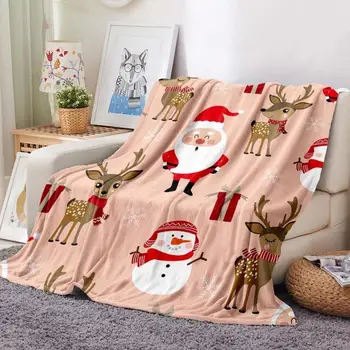 Рождественское одеяло Уютное Рождественское фланелевое одеяло с мягким мультяшным рисунком высокой плотности для создания праздника для детей