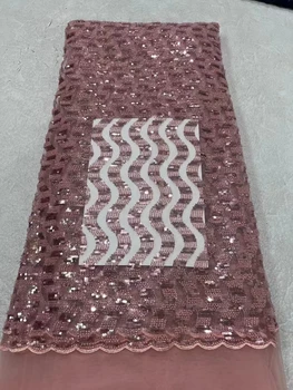 Роскошная кружевная ткань Onion Sequence из Африканского тюля 5 ярдов 2023, Высококачественное Французское Нигерийское свадебное кружево для пошива платья