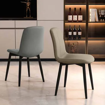 Роскошные обеденные стулья в скандинавском стиле, Современная кожа, Эргономичные Модные Кресла для гостиной, Металлическая мебель для дома Cadeiras Sala De Jantar