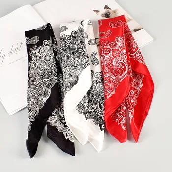 Роскошный Брендовый дизайн, 100% Шелковый шарф для женщин, Атласные шарфы с принтом, Модная повязка на голову, украшение для делового повседневного платья