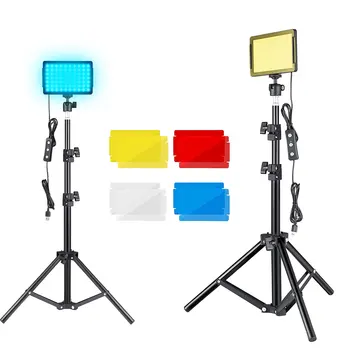 Светодиодная панель для фотосъемки и видеосъемки, комплект ламп для фотостудии со штативом, фильтры RGB для прямой трансляции на Youbube