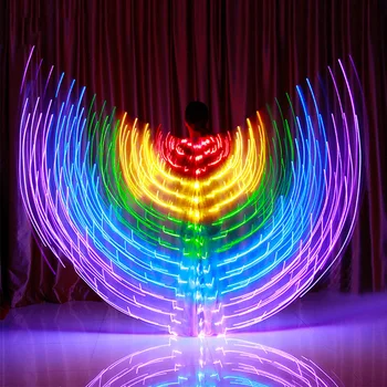 Светодиодный костюм Rainbow Wings для взрослых и детей Цирк Светодиодный свет Светящиеся костюмы Вечернее шоу Танцевальная одежда Isis Wings