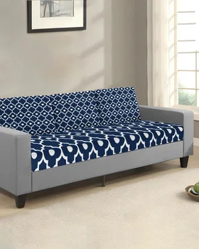 Синий Марокканский Геометрический Чехол для диванной подушки, протектор для мебели, Эластичный Моющийся Съемный Чехол для дивана, Эластичные Чехлы