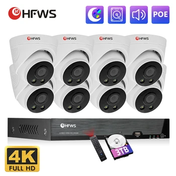 Система видеонаблюдения 4K 8MP Poe камера Nvr комплект HD Cctv полноцветный в ночное время Комплект видеонаблюдения