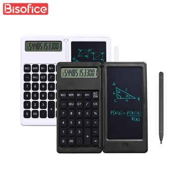 Складной калькулятор, 6-дюймовый ЖК-планшет для письма, цифровой блокнот для рисования, 12-значный дисплей со стилусом, кнопка стирания, функция блокировки