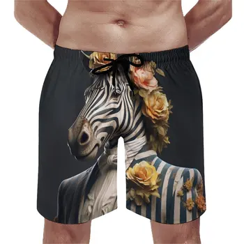 Спортивные шорты Zebra, Летние Потрясающие Портреты, Элегантная одежда, Гавайские пляжные короткие брюки, Спортивные, для фитнеса, Удобные пляжные плавки с принтом