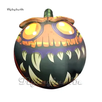 Страшный гигантский надувной шар с тыквенной головой на Хэллоуин, Злобный Улыбающийся Джек-о-фонарь со светодиодной подсветкой для украшения вечеринки