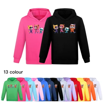 Супер Котята, детская одежда, модная футболка с капюшоном для мальчиков, осенние наряды для бутиков, свитера для маленьких девочек, Детские весенние топы, рубашки для малышей