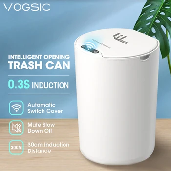 Умное индукционное мусорное ведро VOGSIC, полностью Автоматическая открывающаяся крышка, мусорное ведро для домашней кухни, гостиной, водонепроницаемое мусорное ведро