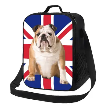 Утепленные пакеты для ланча с английским бульдогом Юнион Джек для работы, школы, патриотической собаки с Британским флагом, Герметичный термоохладитель, ланч-бокс