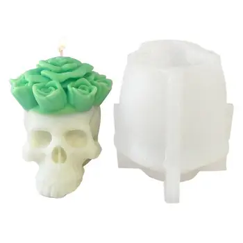 Форма для свечей в виде черепа Форма для свечей в форме черепа для изготовления свечей на тему Хэллоуина 3D Силиконовая форма из расплава воска для поделок из смолы ручной работы