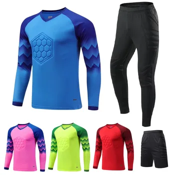 Футбольный костюм вратаря, футболка, комплект брюк, Униформа, тренировочная одежда, губка, противоударное снаряжение, спортивная одежда на резинке