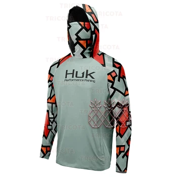 Худи для рыбалки HUK, толстовка с маской для лица, мужские дышащие футболки для рыбалки с защитой от комаров, Длинный рукав, Защита от ультрафиолета, Велоспорт