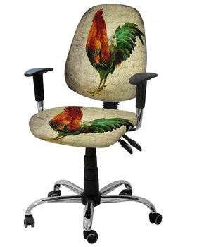 Эластичный чехол для компьютерного кресла в стиле ретро с петушиным петухом, растягивающийся съемный чехол для офисного кресла, разрезные чехлы для сидений