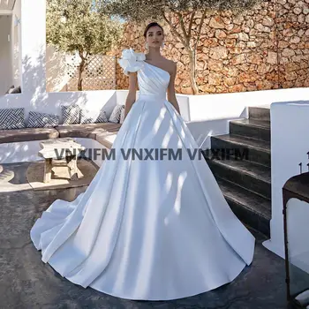 Элегантное свадебное платье с пятном на одно плечо, расшитое бисером, 2023, свадебные платья без рукавов для женщин, сшитое на заказ, Vestido De Novia