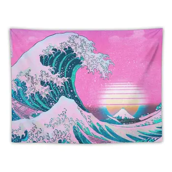 Эстетическая паровая волна, Отличная волна от Канагавы, ретро Закат, Гобелен, Украшения для комнаты, Настенный декор