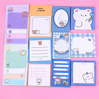 Японские блокноты с милым мультяшным медведем, стикеры для девочек Kawaii, дневник для записей, канцелярские принадлежности, блокнот, Индексная вкладка, Набор Вещей
